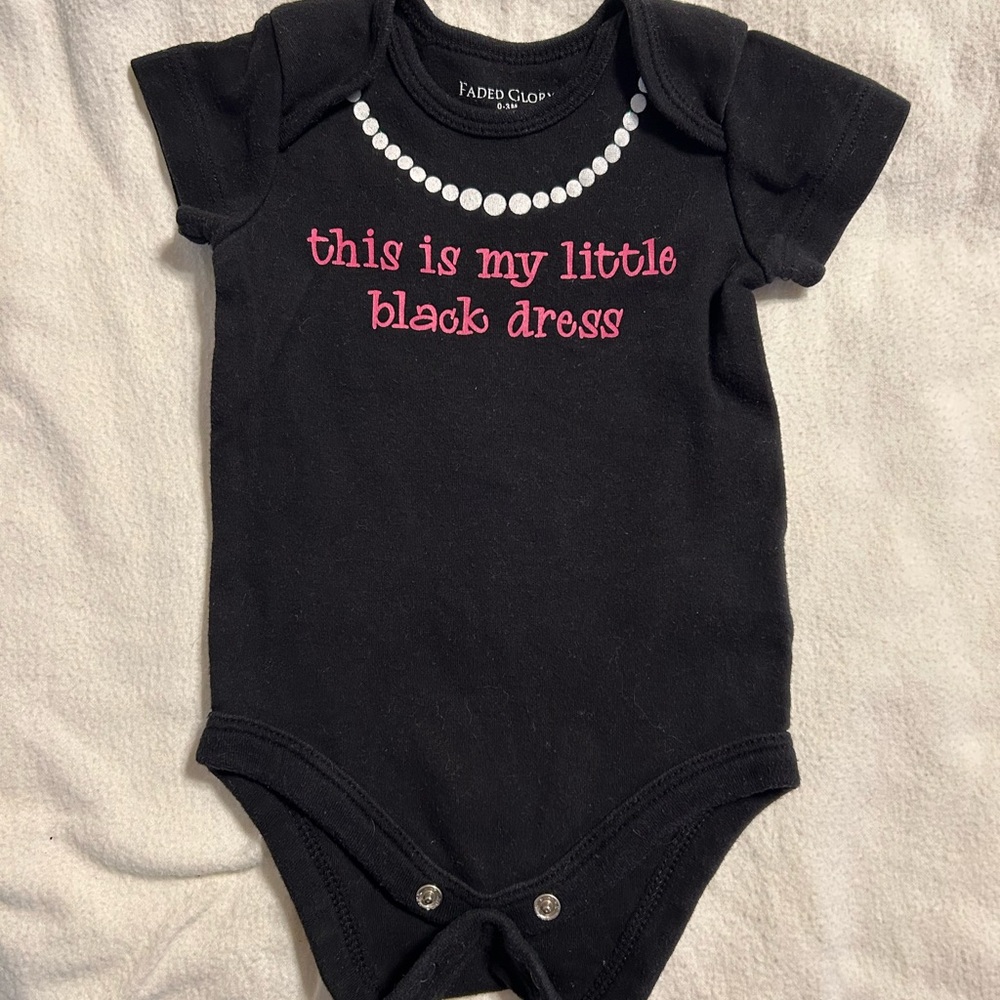 Faded Glory Black and Pink Bodysuit Playful Design